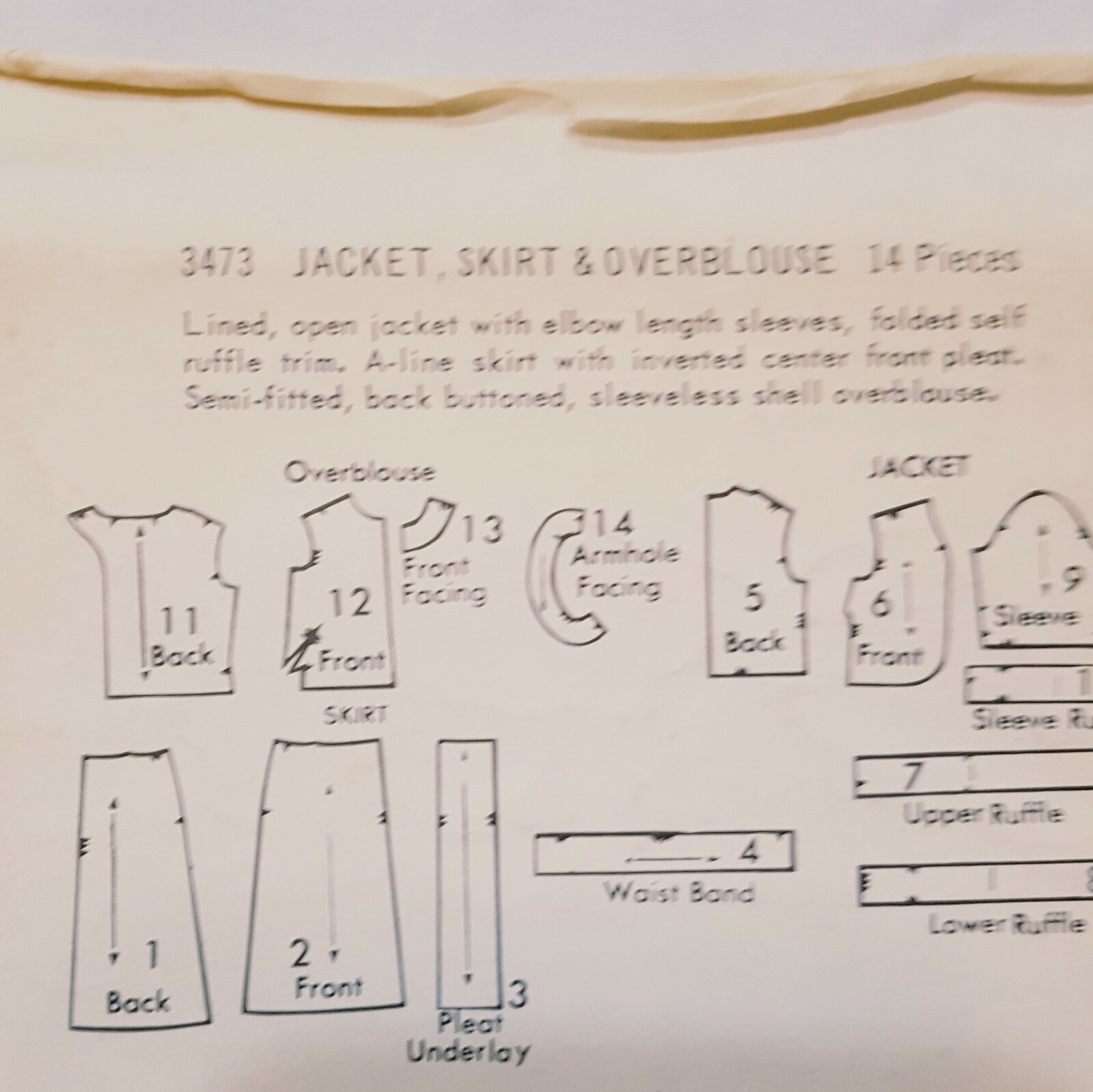 Jacket Skirt Blouse Pattern Misses Size 12 Butterick 3473 VTG UnCut Bust 32"
