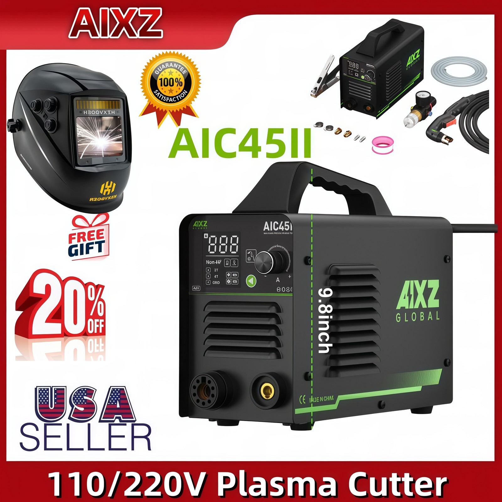 AIXZ Home Use Plasma Cutter 5/8" 45Amp Dual Viltage 110/220V Cutting Machine US