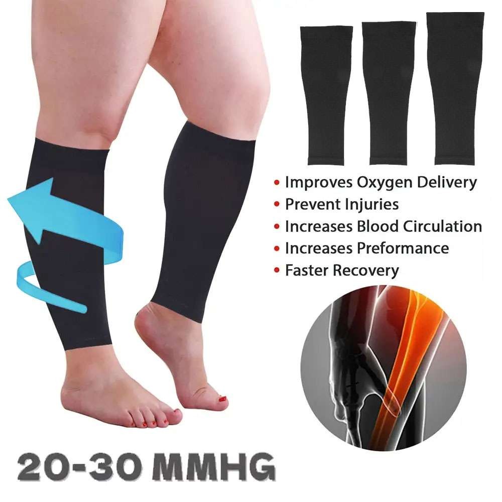2PC Calf Sleeves Leg Support Compression Socks Running Shin Splint Varicose Vein