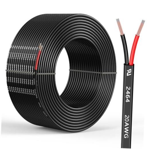 20 Gauge 2 Conductors Electrical Wire, Flexible Low Voltage PVC 50FT 20AWG