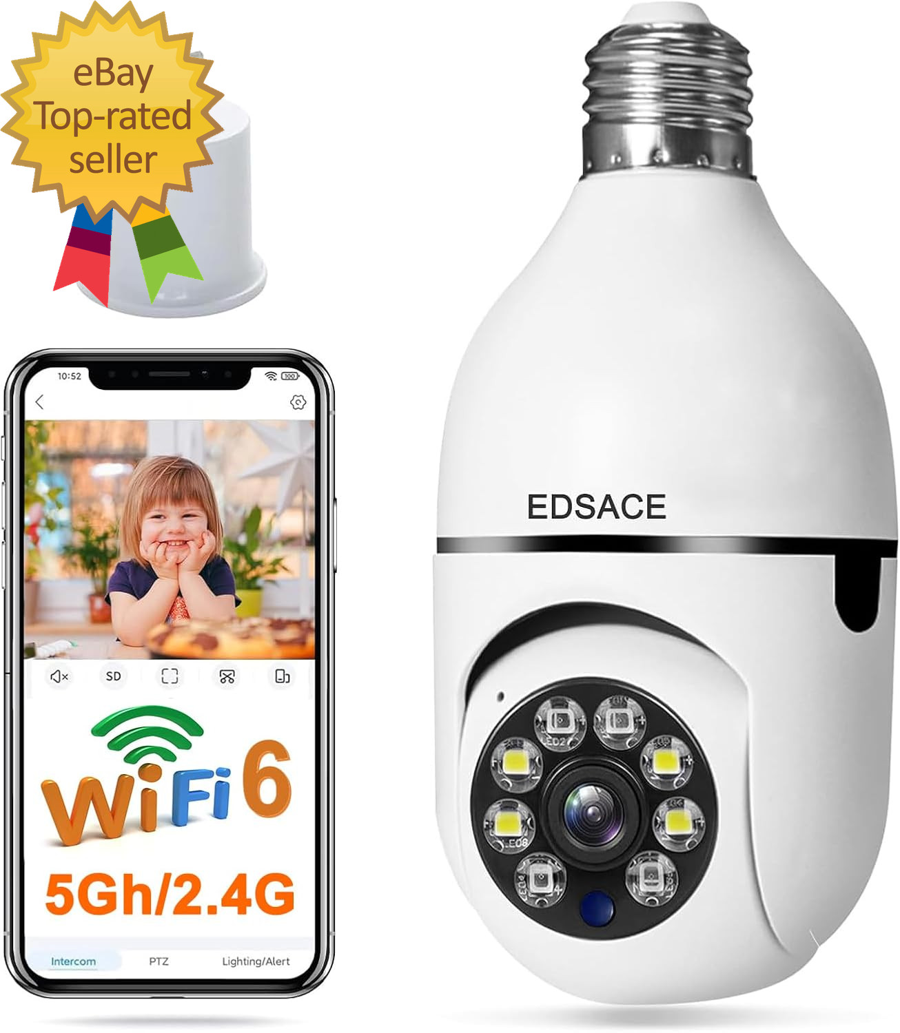 5G Light Bulb Security Camera Wifi Dual Band,360 Degree 1080P Wireless Indoor Fu