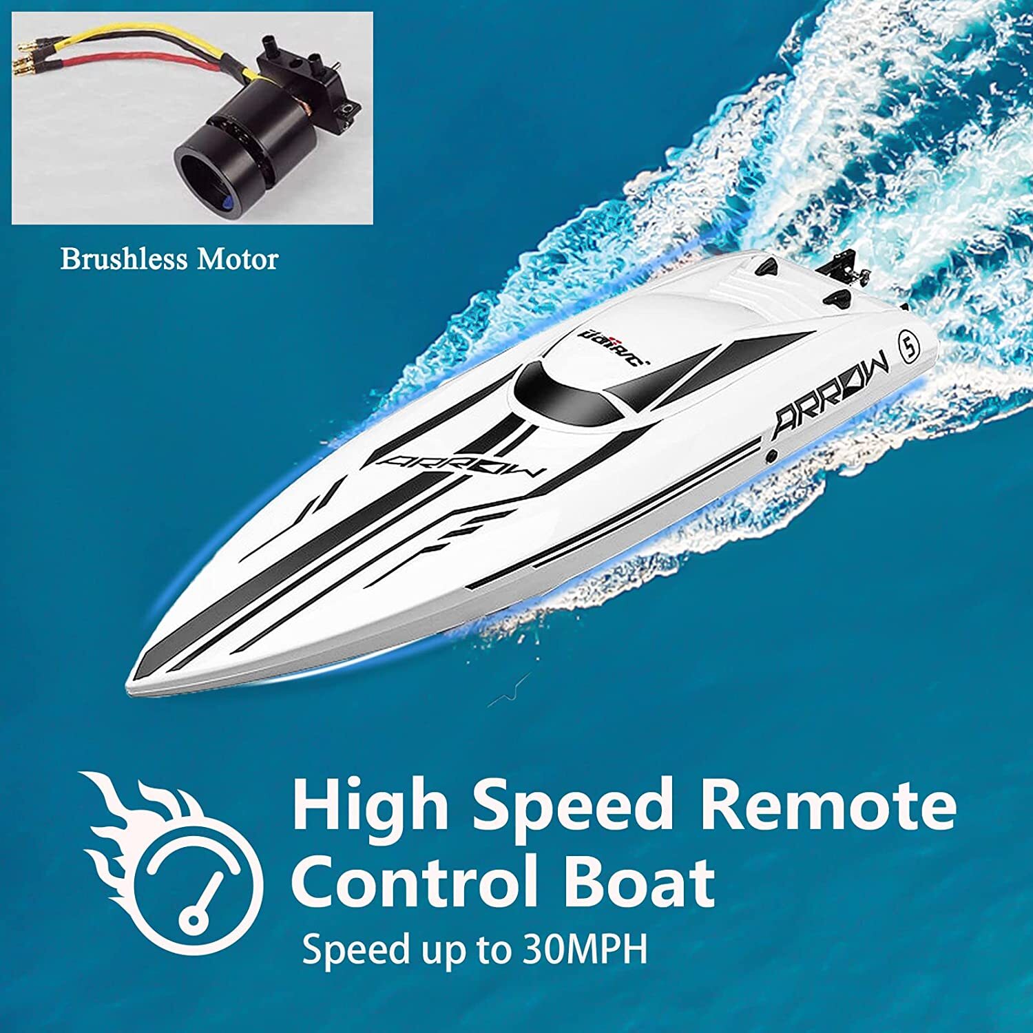 New UDIRC RC Boat Brushless 30+MPH Electric Racing Boat UDI005 Hobby RTR For Kid