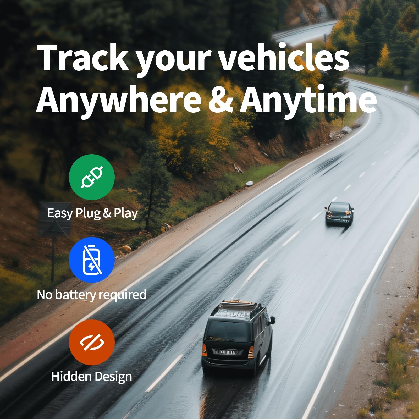 Wired GPS Tracker for Vehicles, No Monthly Fee, No Subscription with Real-Tim...