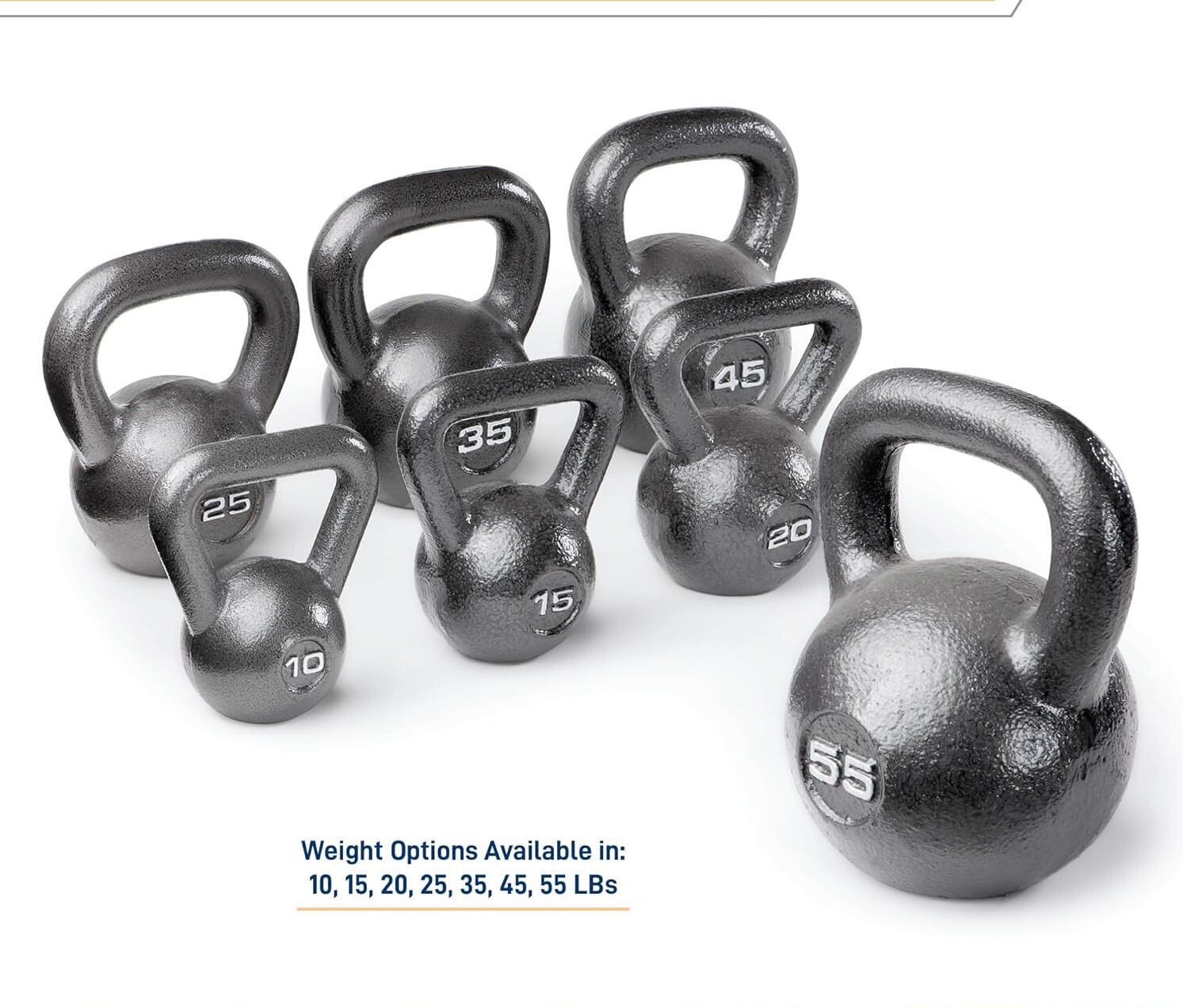 Single Cast Iron Kettlebell Weight for Home Gym, 10, 15, 20, 25, 35, 45, 55 lb