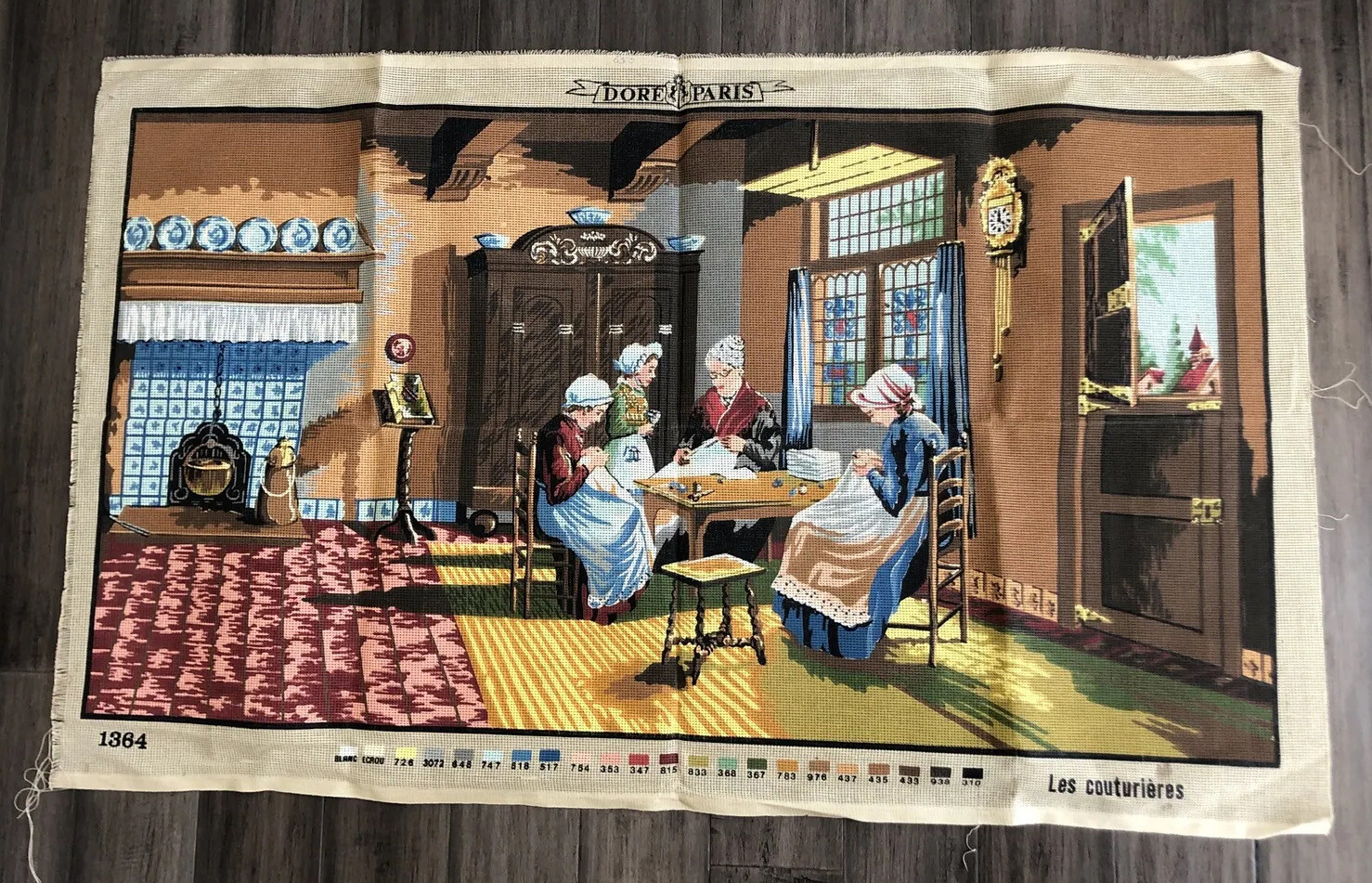 Vintage XXL Huge Dore Paris 1364 Les Couturieres Tapestry canvas Unworked 26x48”