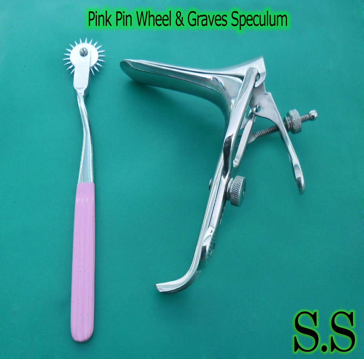 Graves Vaginal Speculum Lrage & Pink  Colour Pin wheel Gynecology Instrument