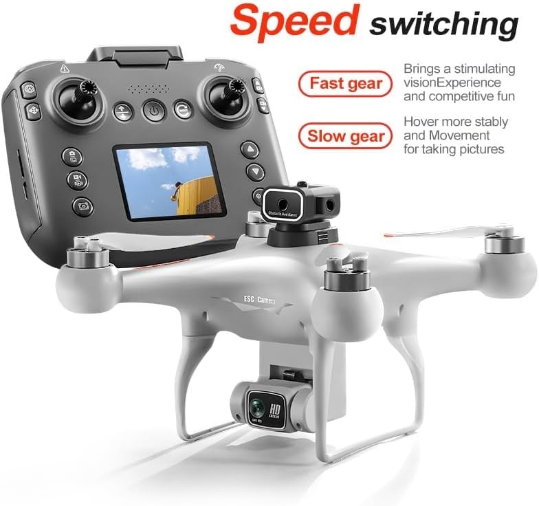 Hobby Drone with Screen Remote 1080P Dual Camera 2 Batteries White