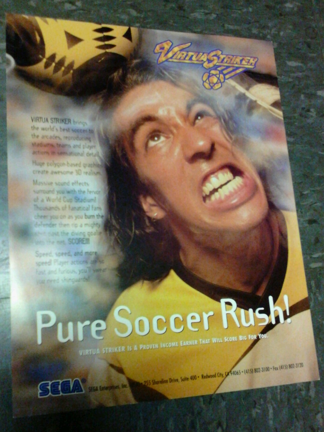 Sega VIRTUA STRIKER Arcade Video Game flyer- good original
