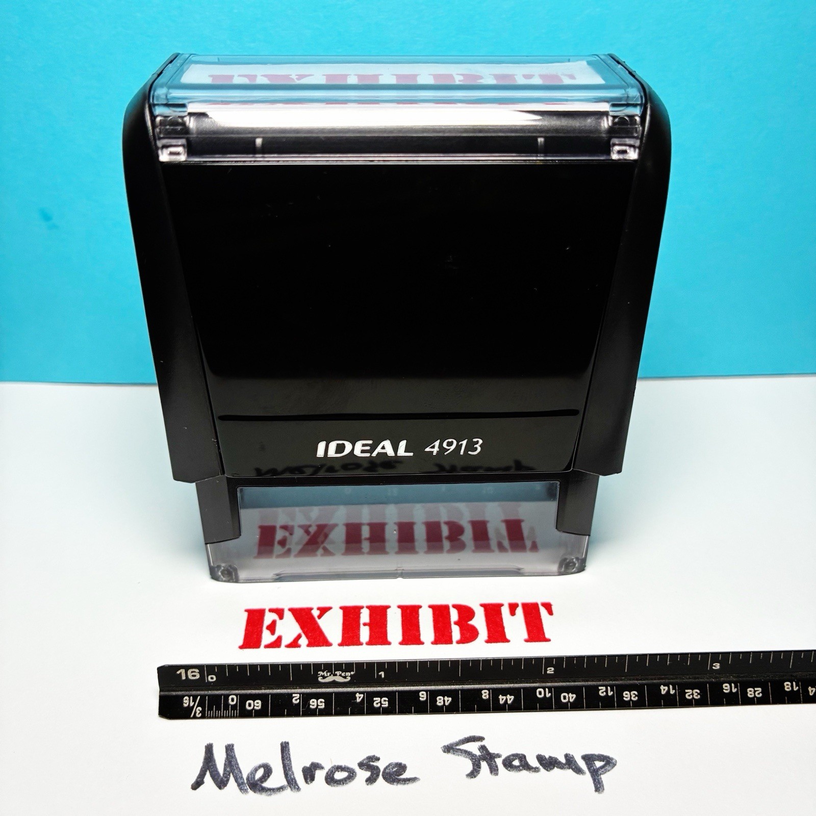 Exhibit Rubber Stamp Red Ink Self Inking Ideal 4913