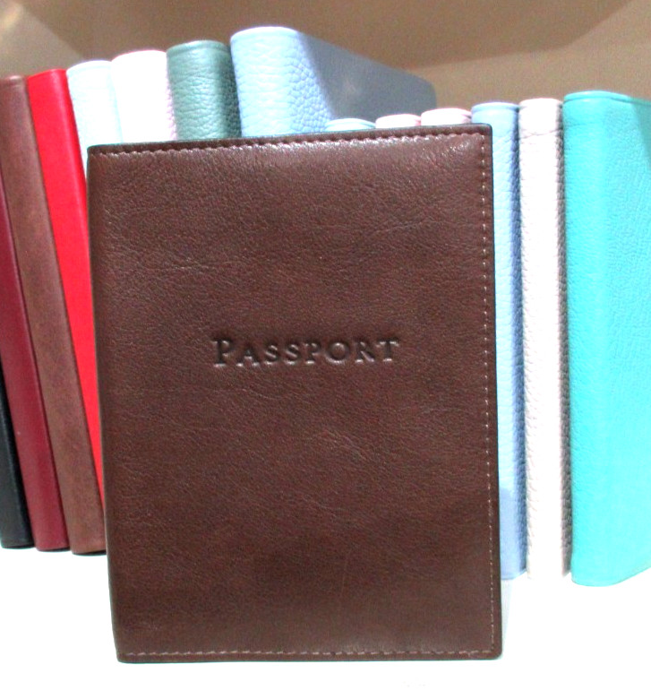 Paul Stuart Leather Passport Cover Holder NEW Brown