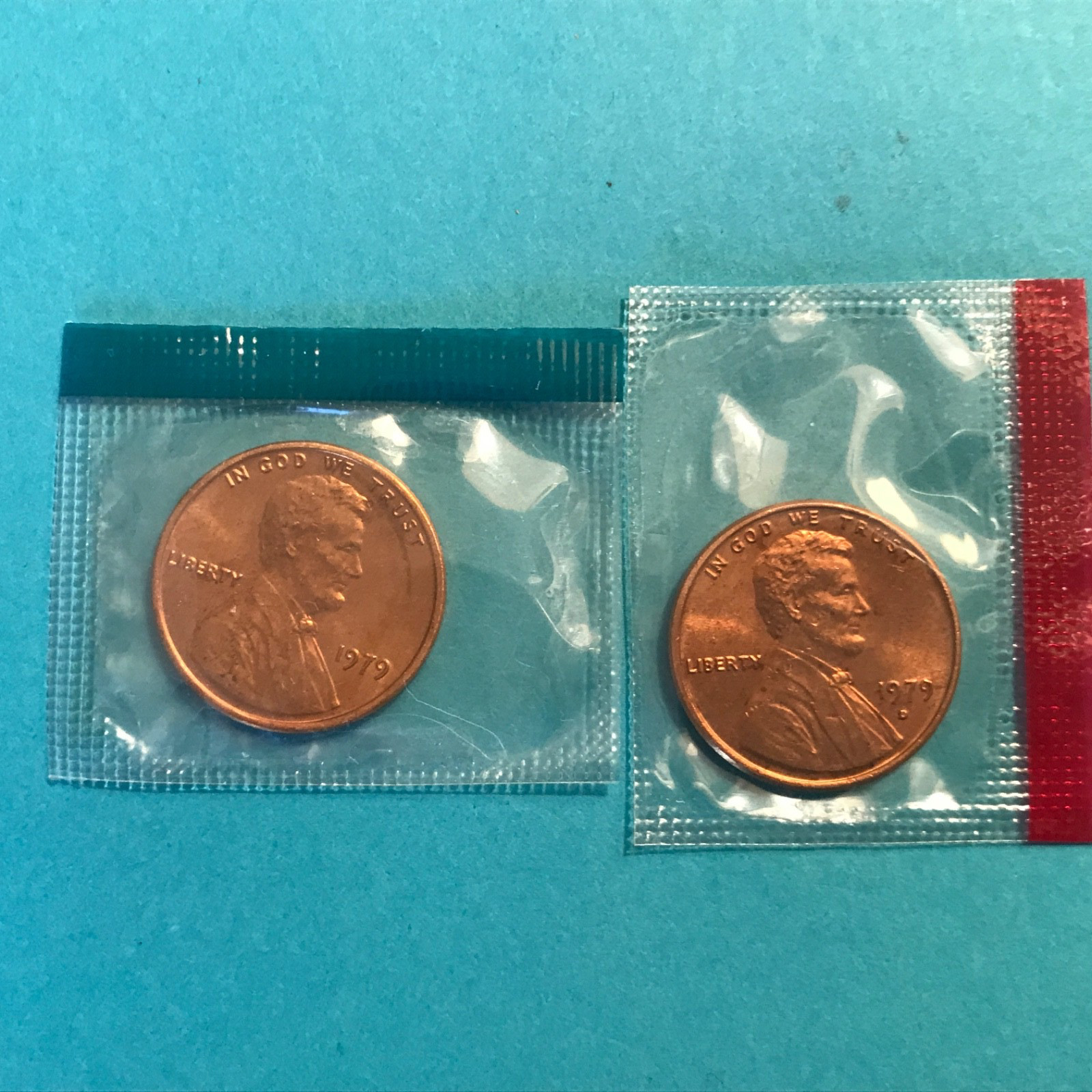 1979 P&D  Lincoln Cents Unc in Mint Cello    FREE SHIP