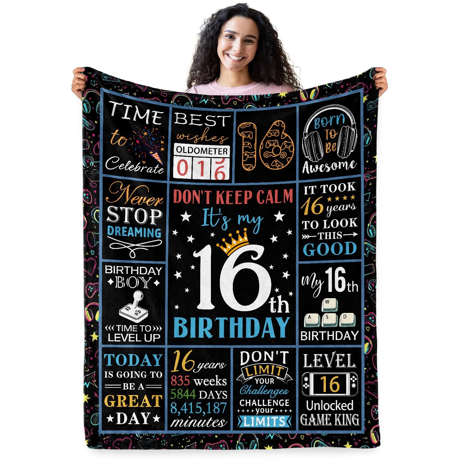 60x50 Inch 16th Birthday Boy Gift Throw Blanket Soft Cozy Couch Room Decor