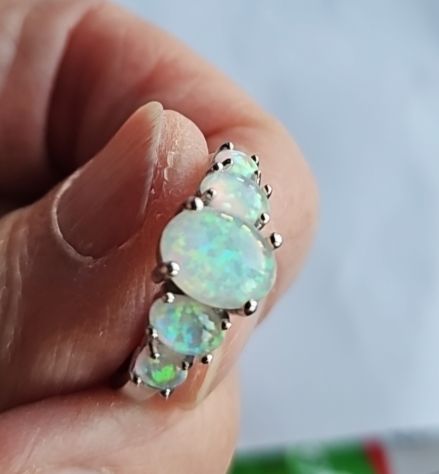 Elegant design Fire Opal Rings In Silver Ring  Size 8, 9