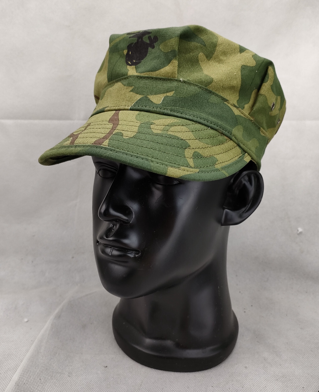 WW2 US MITCHELL OCTAGONAL CAP VINTAGE USMC CAMOUFLAGE MARINE CORPS FIELD HAT L