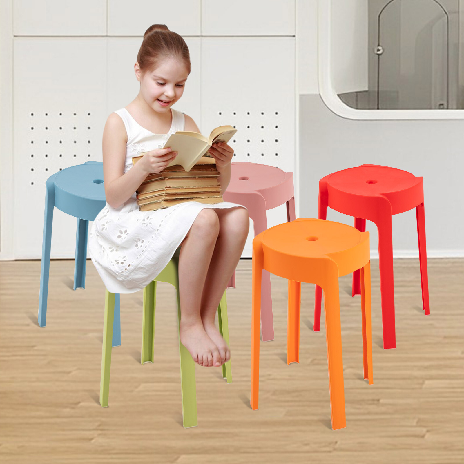 Plastic Stool Adult Thickened Bench Home Living Room Stacking Dining Table New
