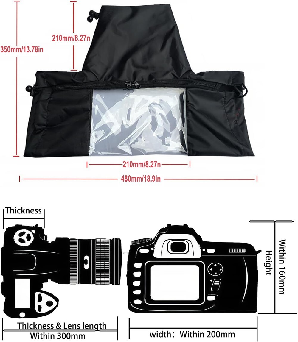 Professional Waterproof Camera Rain Cover with Lens Protection fits Canon Camera