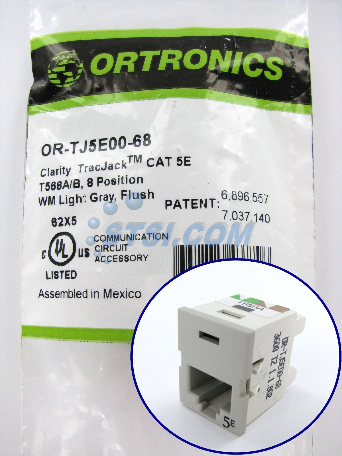 Ortronics Clarity TracJack OR-TJ5E00-68 CAT5e Jack, Light Gray ~STSI