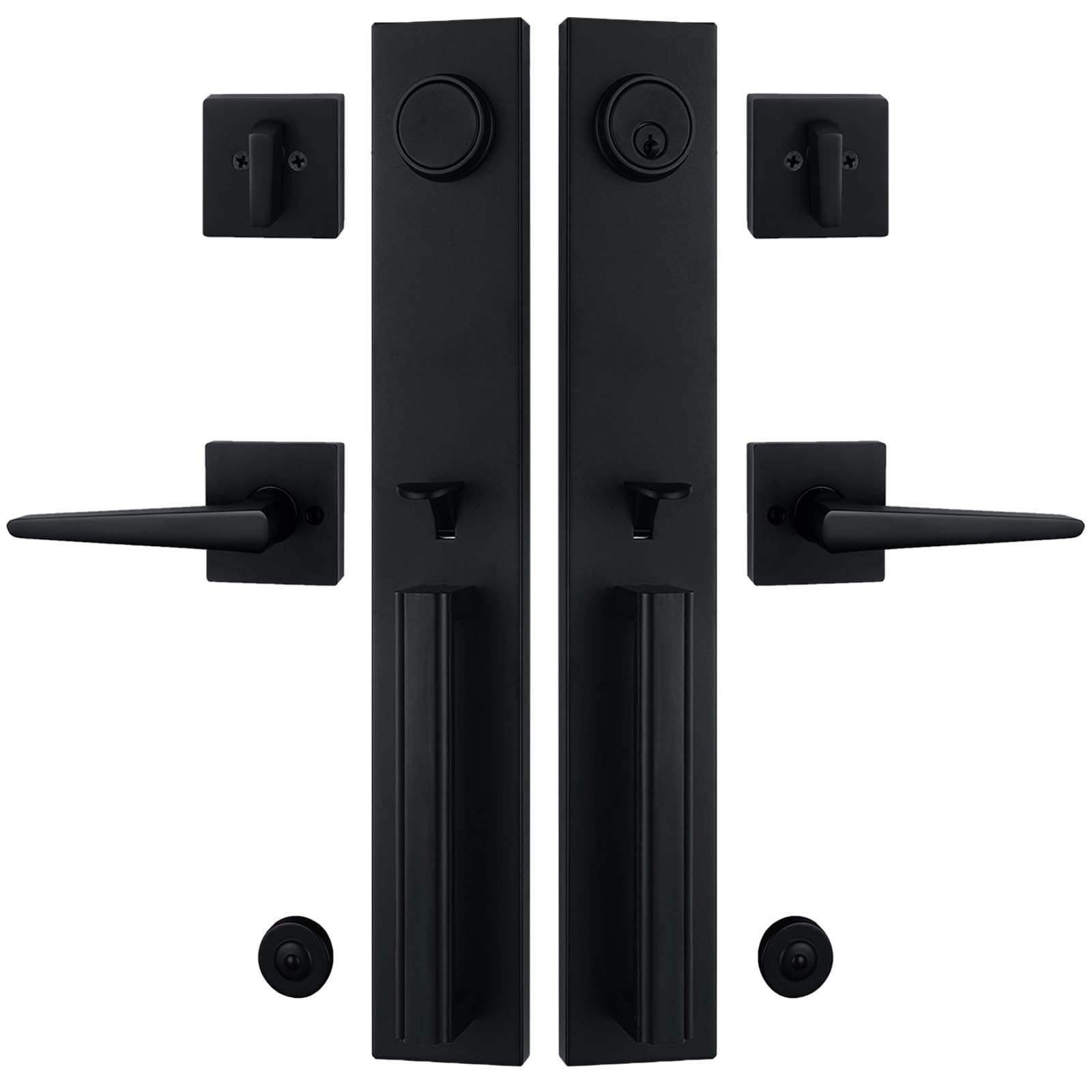 TMC Double Door Handlset for Front Door in Matte Black (Keyed Entry Handle an...