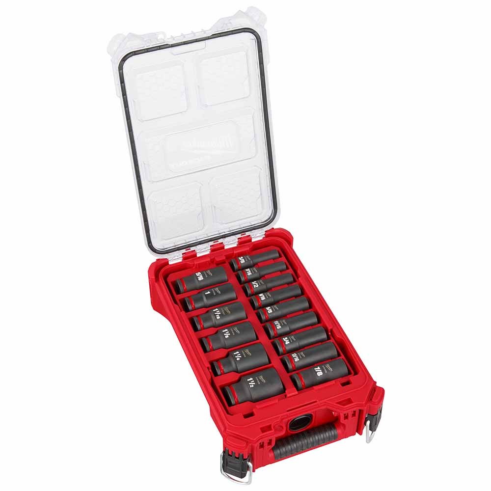 Milwaukee 49-66-6802 15-Pc Shockwave Impact Duty 1/2" Dr SAE Packout Socket Set