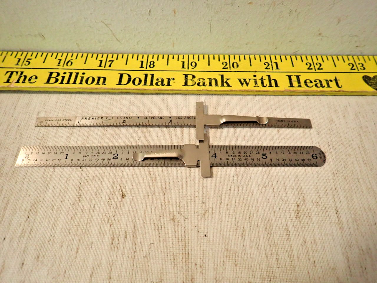 Vng General #300 & Premier Stainless Steel 6" rule with depth Gauge made in USA