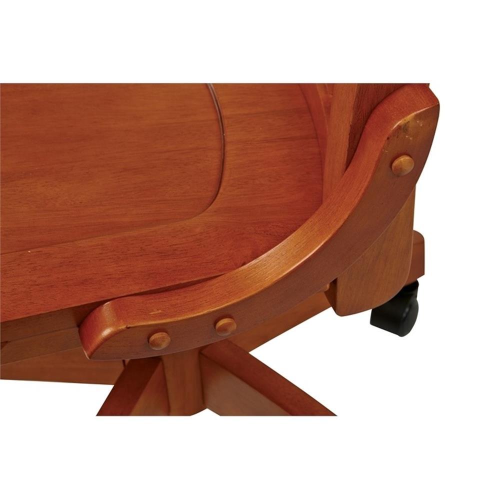 Bowery Hill Traditional Solid Wood Armless Office Chair in Medium Brown