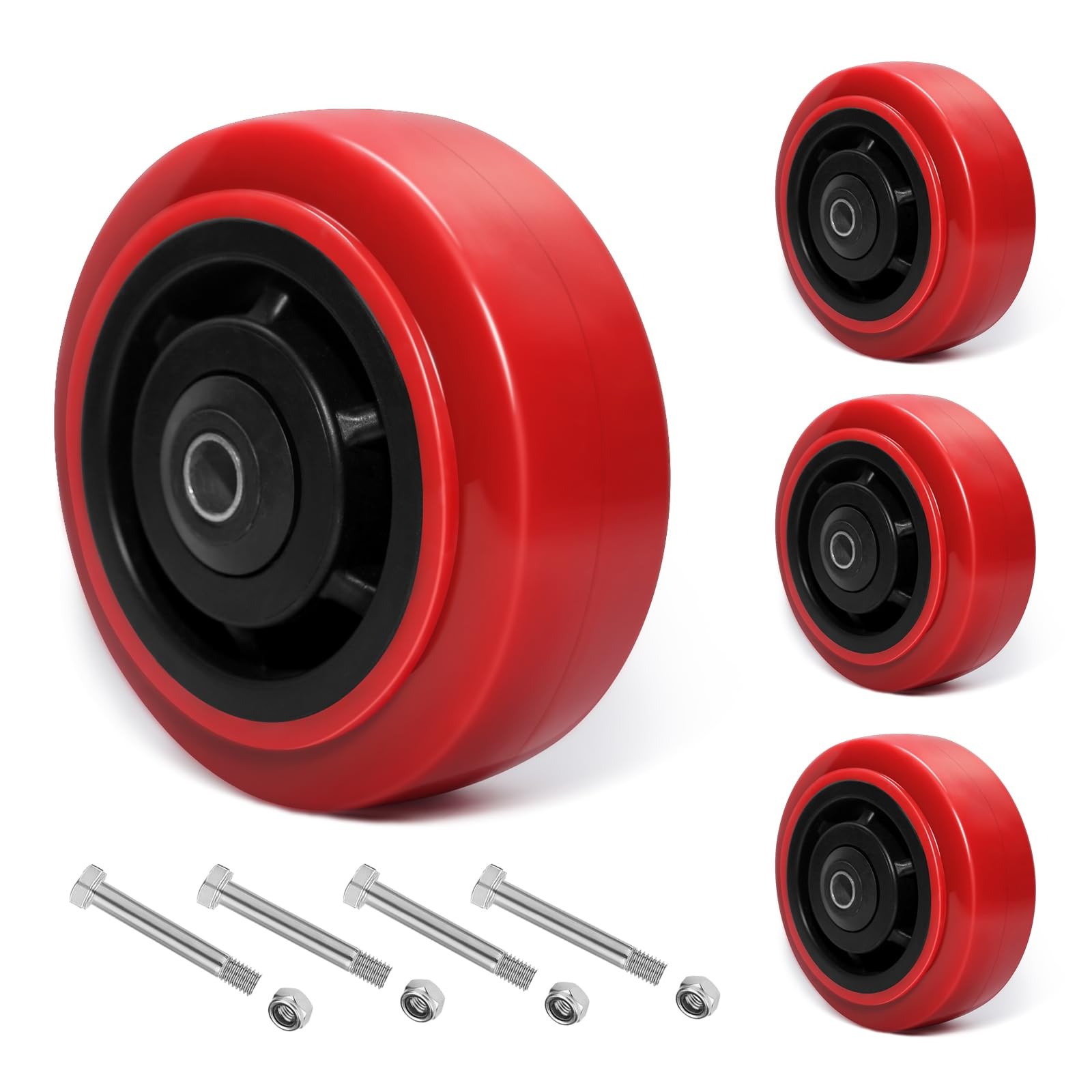 5 Inch Polyurethane Caster Wheels- Polyurethane on Polyolefin Core Wheel with...