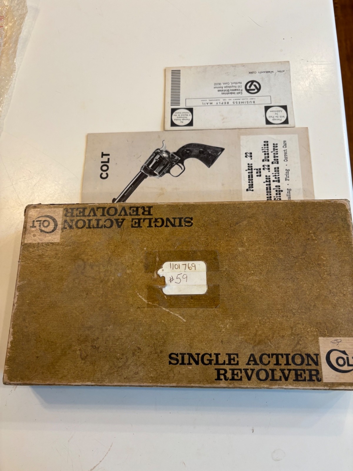 Colt Peacemaker .22 Original Box W Warranty & Manual