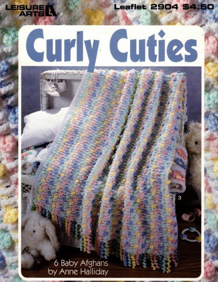 OOP!!! LEISURE ARTS CURLY CUTIES 6 BEAUTIFUL BABY AFGHAN DESIGNS!!