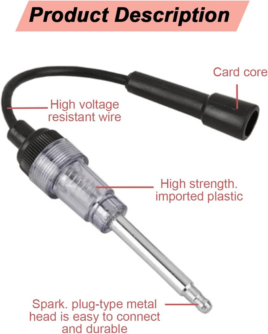 2PCS Inline Spark Plug Tester, Straight Boot Engine Ignition Tester Light, Small