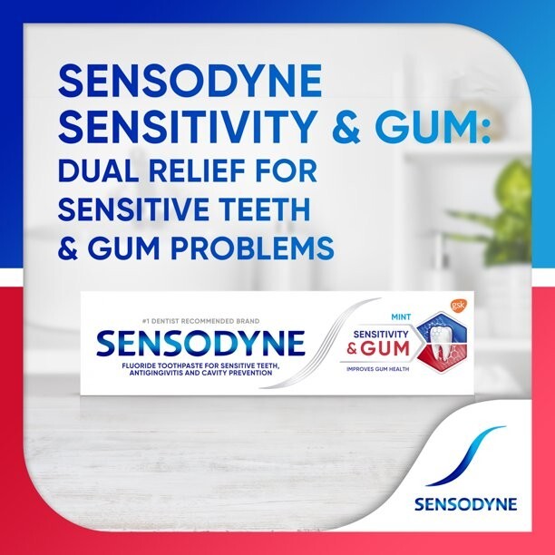 Sensodyne Sensitivity & Gum Sensitive Toothpaste,Removing Plaque Bacteria,3.4 Oz