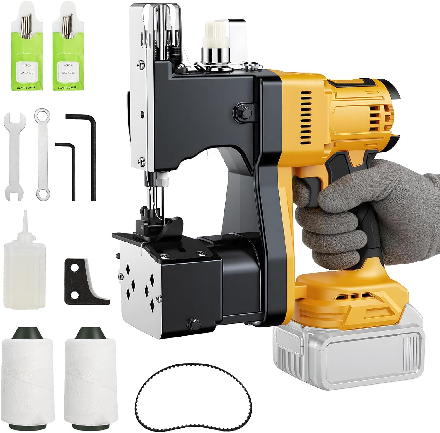 Cordless Bag Sewing Machine Compatible with Dewalt 20V Max Battery, Auto Heavy-D