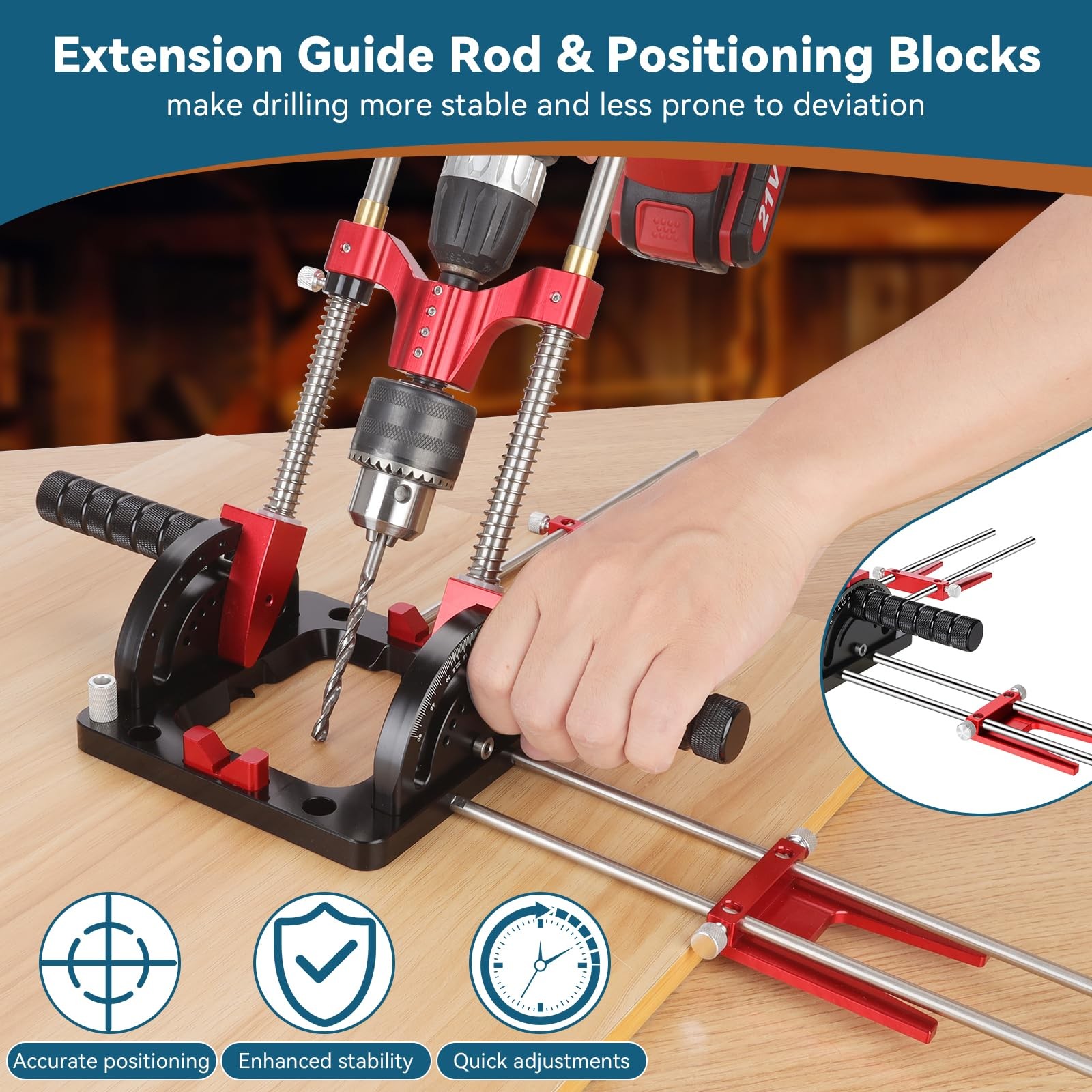 Portable Drill Guide, Multi Angle Drill Guide for Straight Holes, Precision D