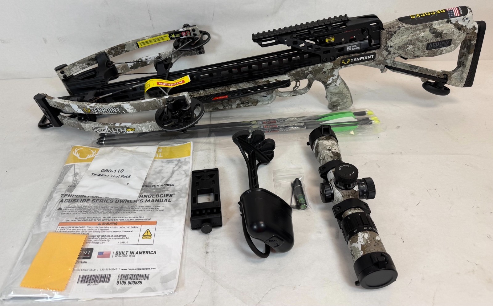 TenPoint Stealth 450, ACUslide, EVO-X Elite Camo Scope (CB23019-6889) -FREE S/H
