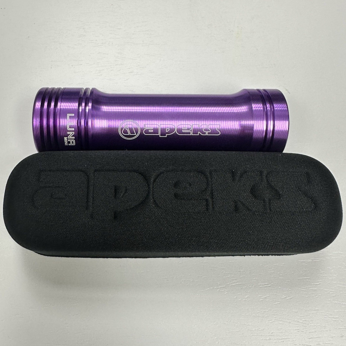 Apeks Luna Mini Purple Dive Light Flashlight w/ Hard Case, USB Cable, Lanyard