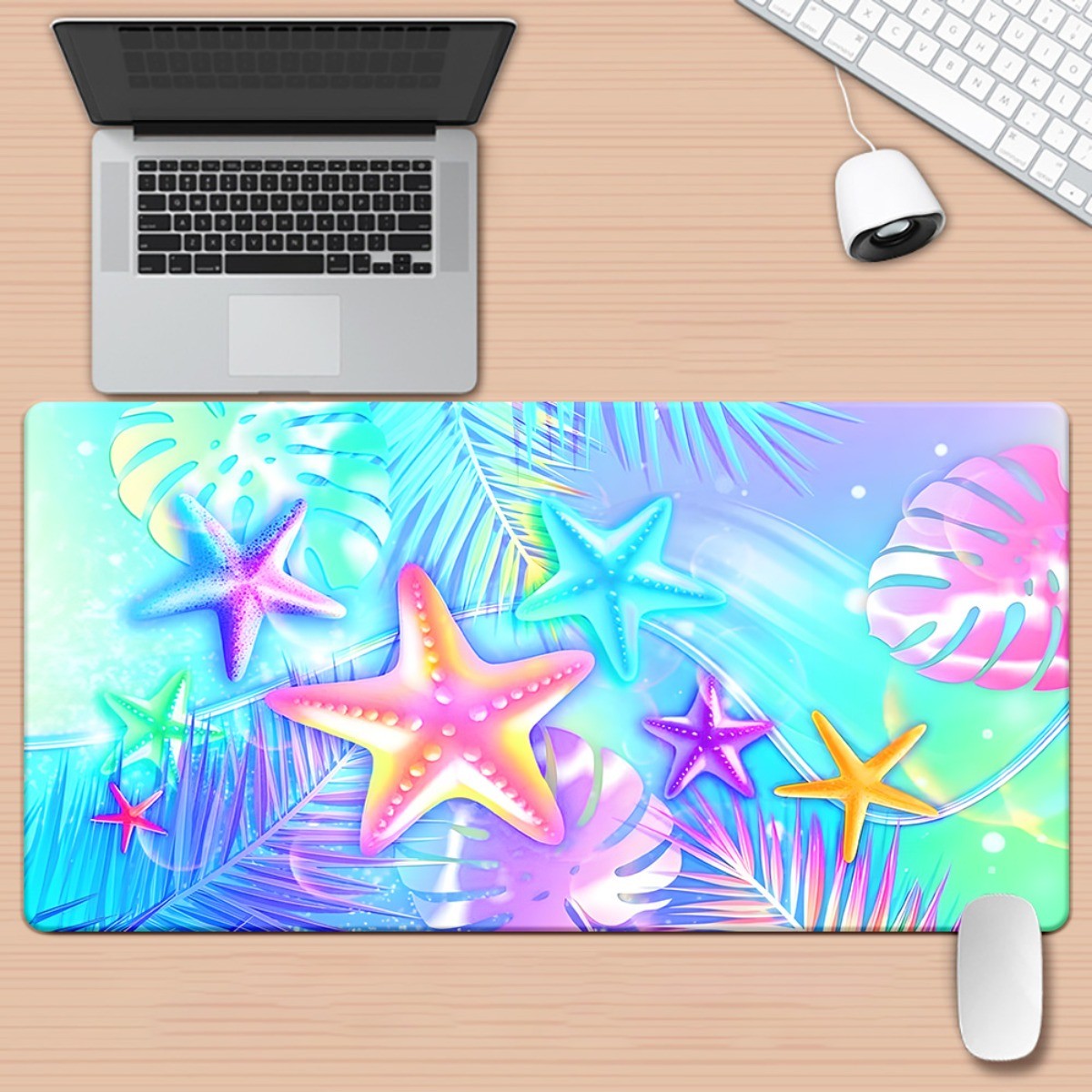 1pc Starfish Form Pattern HD Printed Pad for Desk, Multi Functional XXL Mousepa