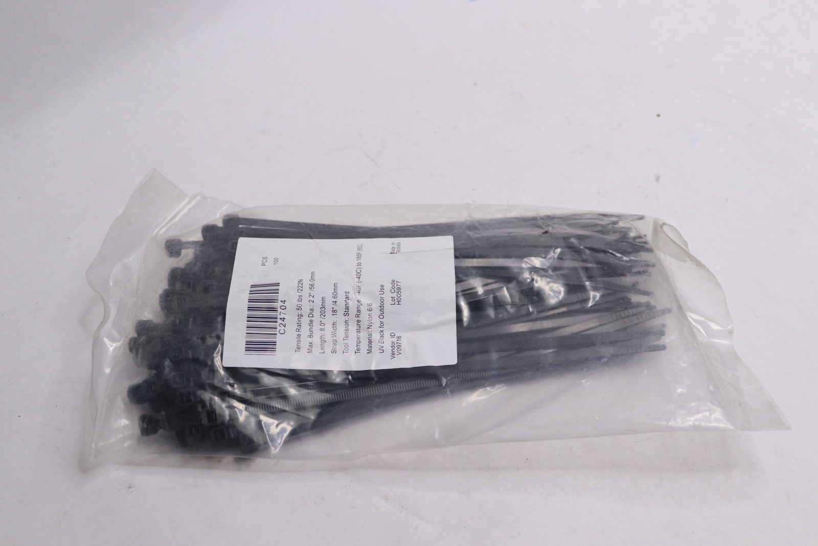 (100-Pk) YY Cable Accessories Cable Ties Black 3/16" x 7-1/2" C24704