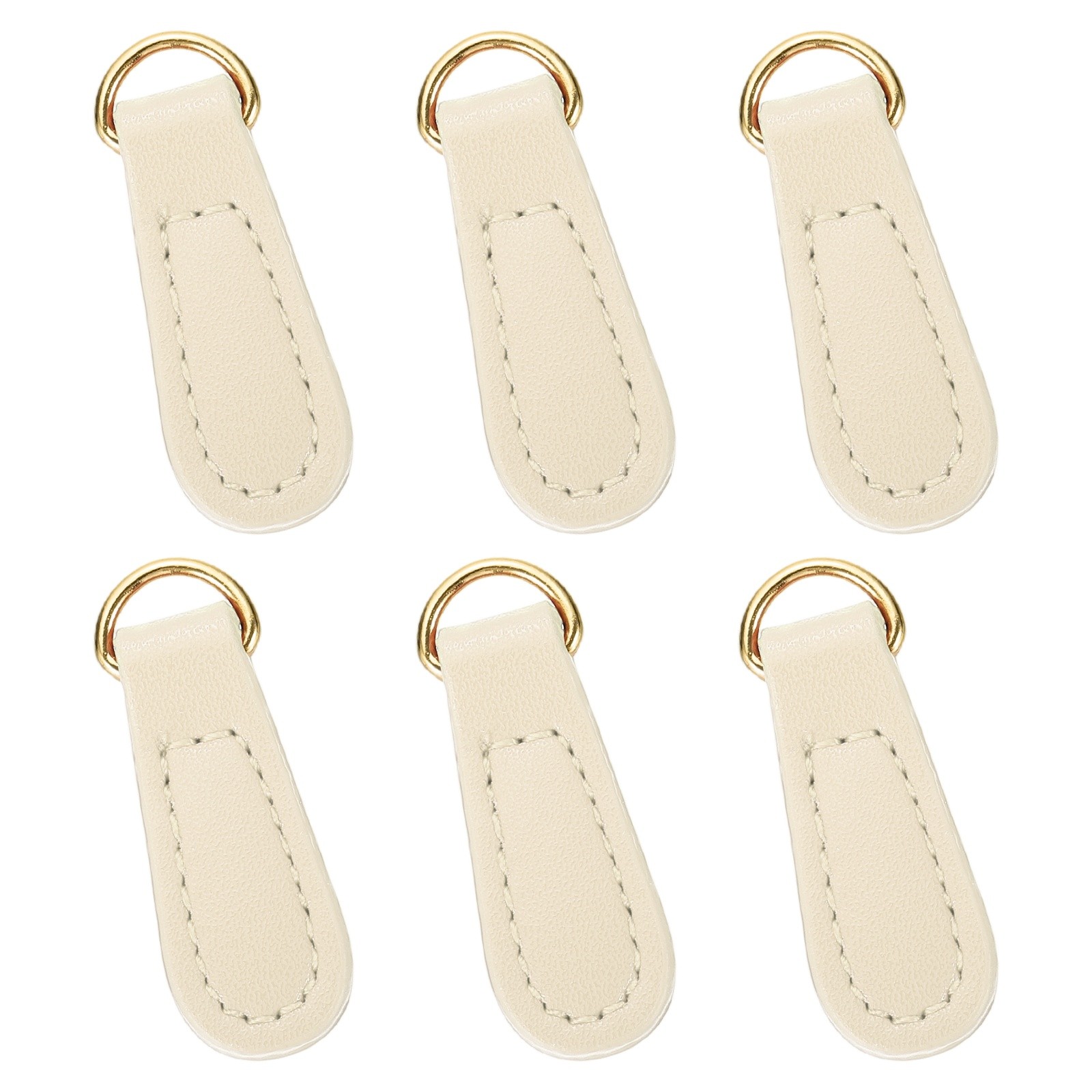 6pcs Zipper Pull, 1.57 Inch Leather Zipper Replacement Repair, White