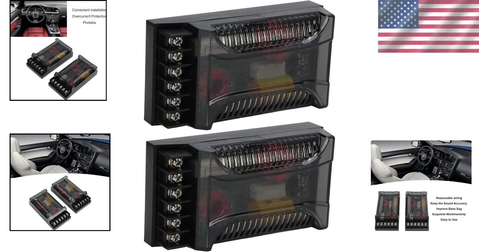 Bass Improvement 2 Way Crossover for Car Speakers-~