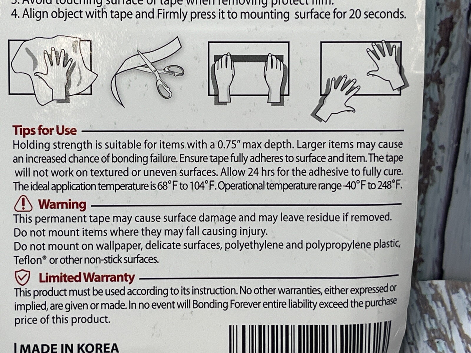 BondingForever Double Sided Mounting Tape.Holds 15 Lbs.Clear
