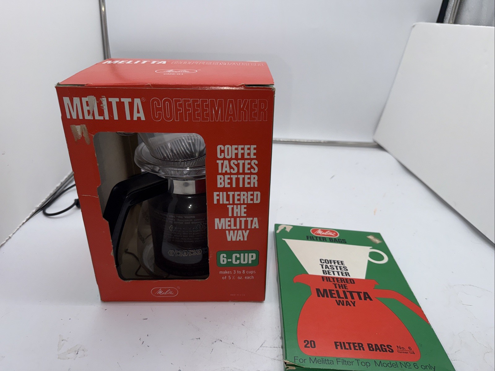 Vintage 6 Cup Melitta No. 6 Coffee Maker Brewer Pour Over Drip Pot CM6-G1 USA