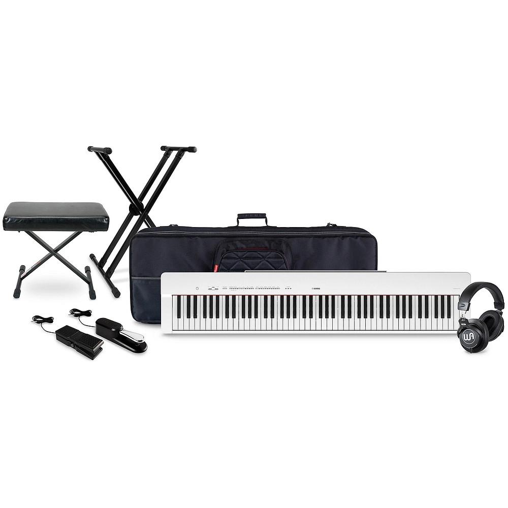Yamaha P225 88Key Digital Piano with Warm Audio WACAB Headphone Package White