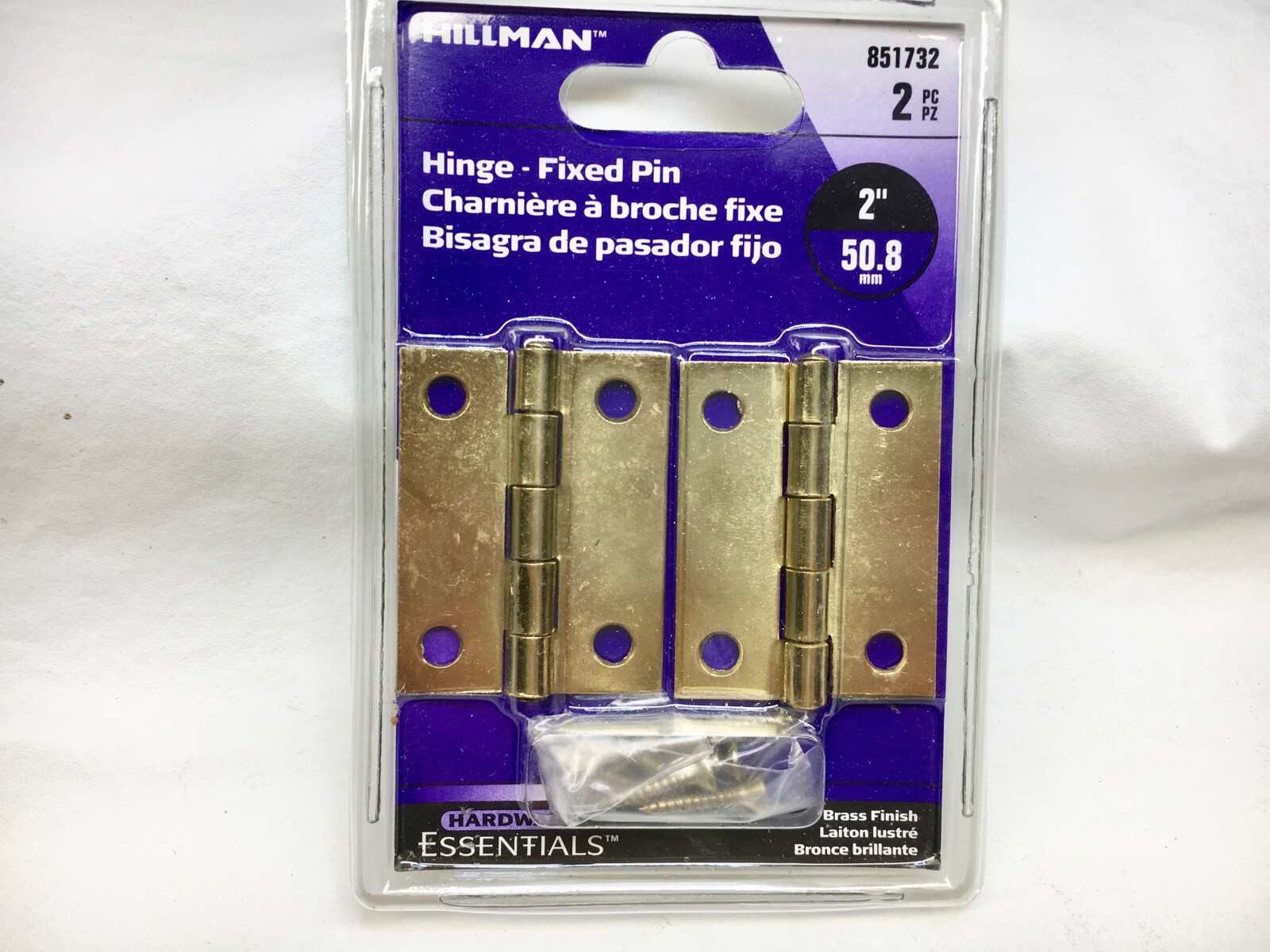 Brass Finish 2” Hinges set of 2 by Hillman 851732
