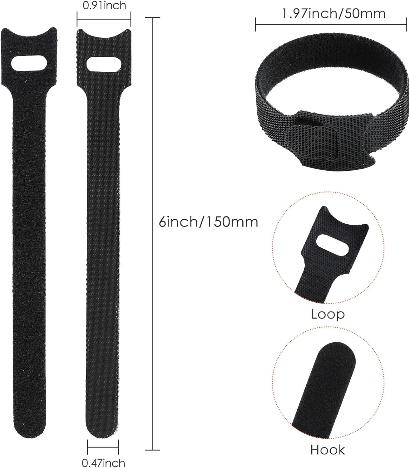 120PCS 6 Inch Reusable Cable Ties Wire Ties Cord Organizer Cable Organizer
