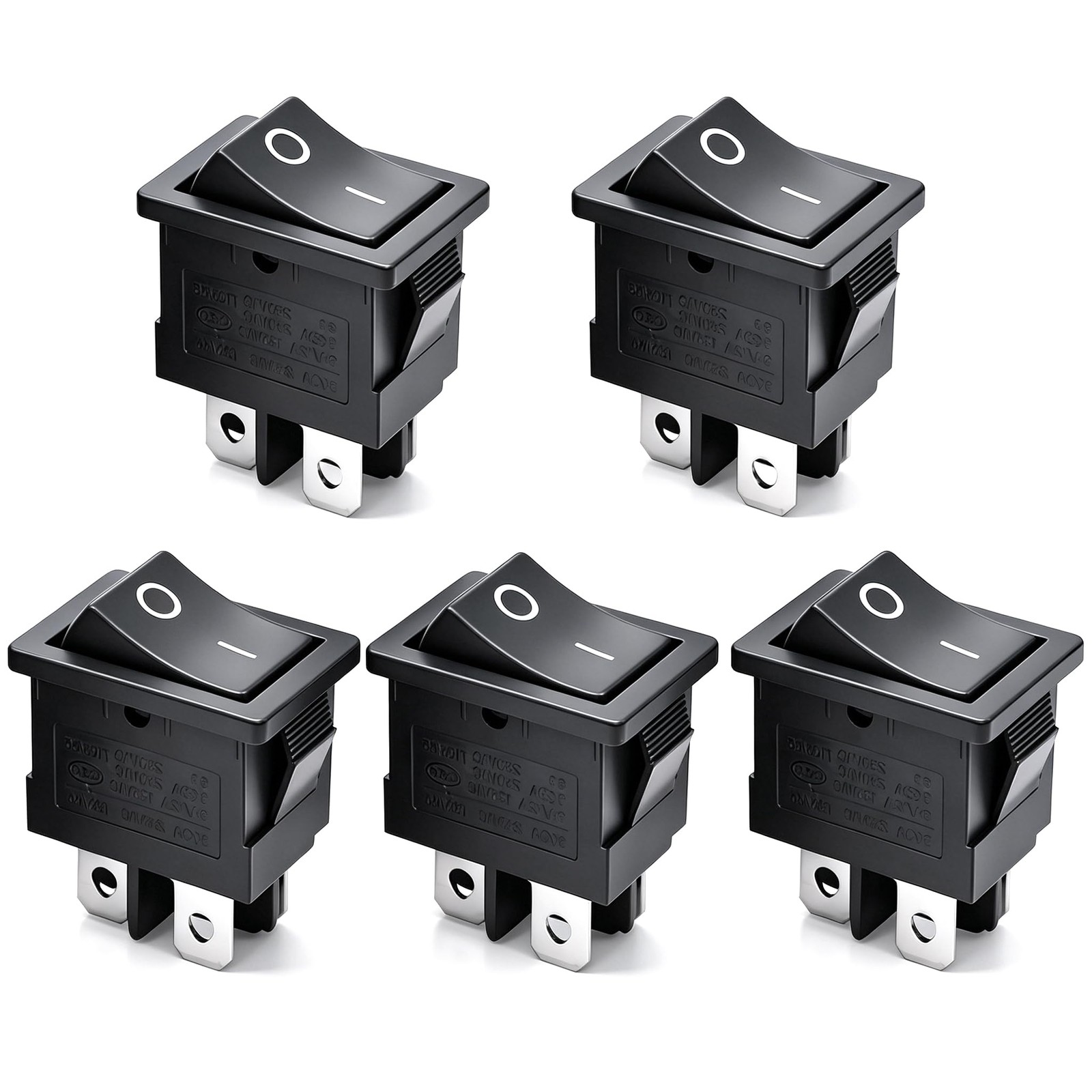 mxuteuk 5pcs Snap-in DPST Rocker Switch Toggle Power ON-Off Switch 4 Pin AC 2...