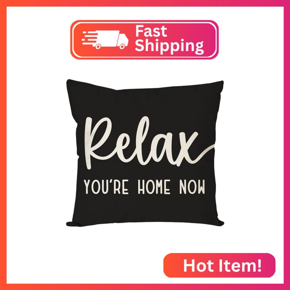 PANDICORN Decorative Throw Pillow Covers 18x18 Inch Relax Home Black Outdoor Far