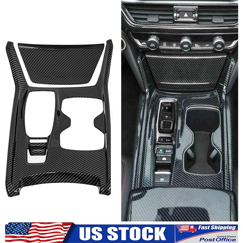 Carbon Fiber Interior Gear Shift Panel Frame Cover Trim For 2018-21 Honda Accord