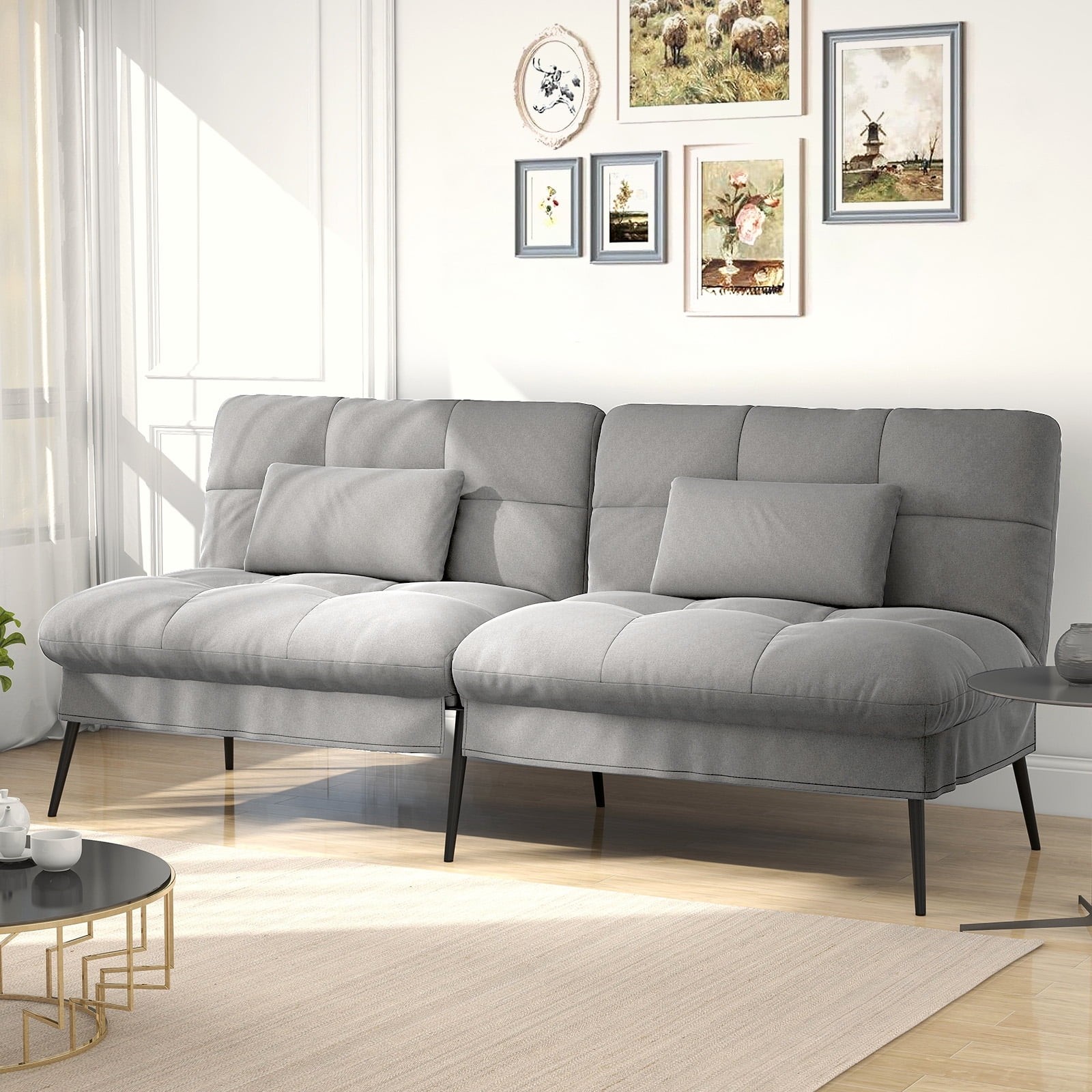 COMHOMA B001-GY-WMB001-GY-WM Cloud Comfort Convertible Futon Sofa Bed, Gray