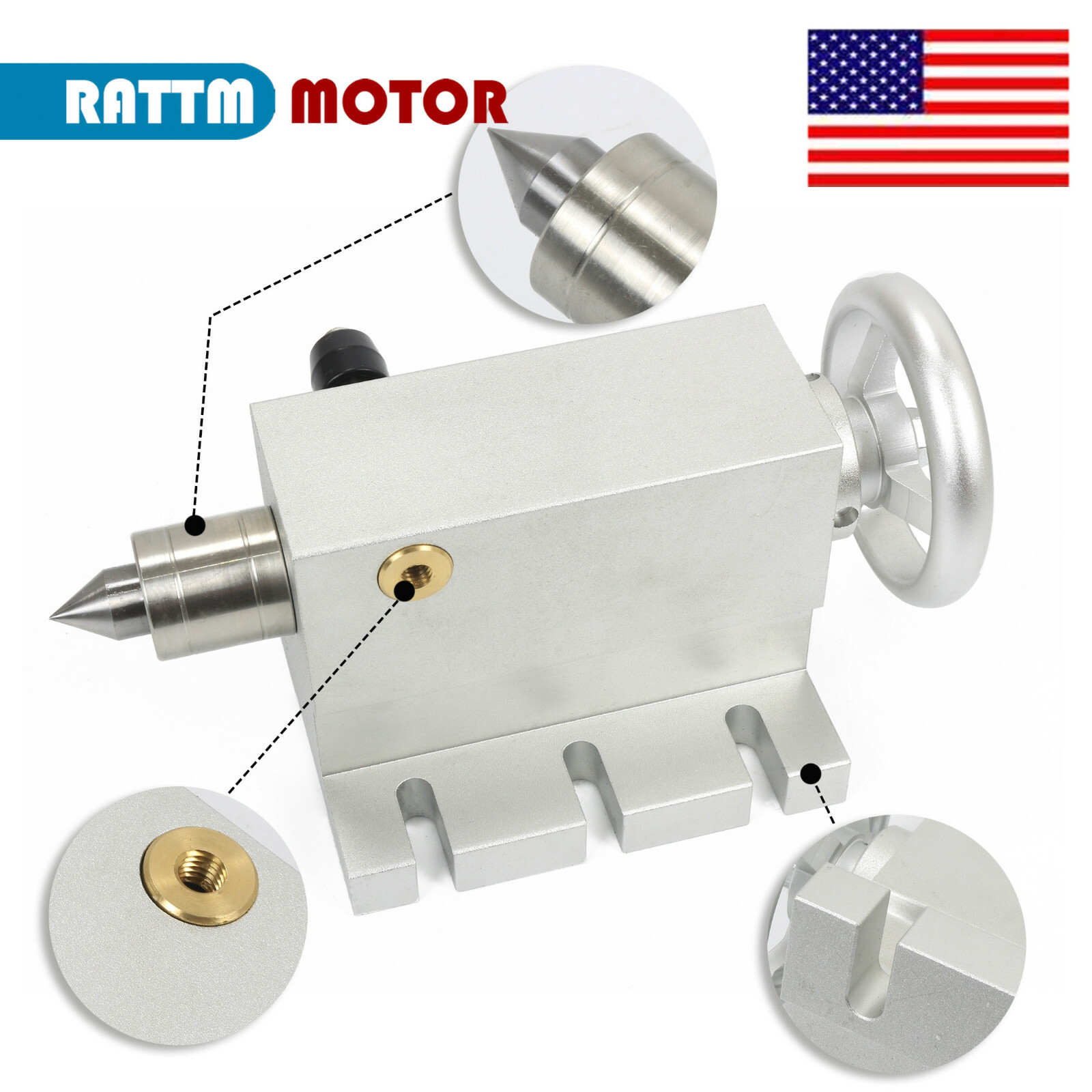 【USA】 CNC Lathe Machine Live Center 65mm Tailstock Height Activity Lathe Chuck