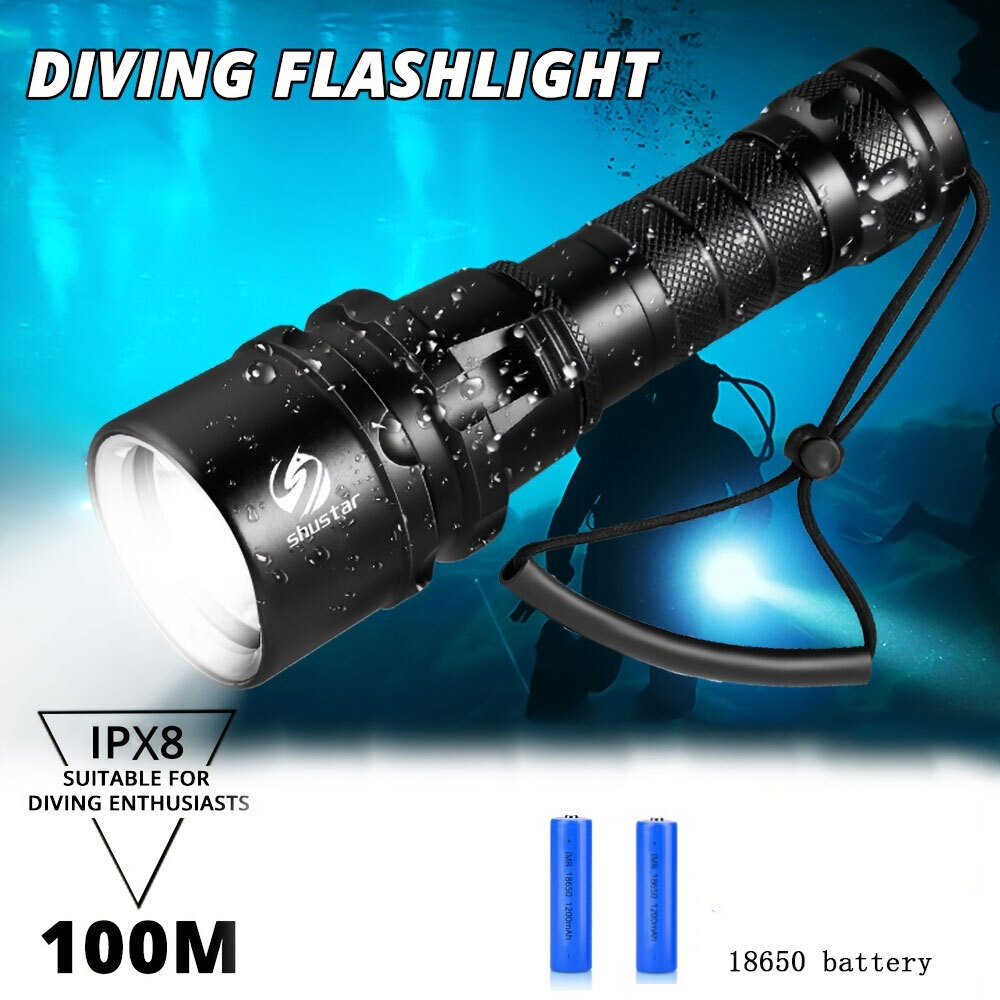 200000LM LED Diving Flashlight Torch 200M Underwater Scuba Lantern Light US