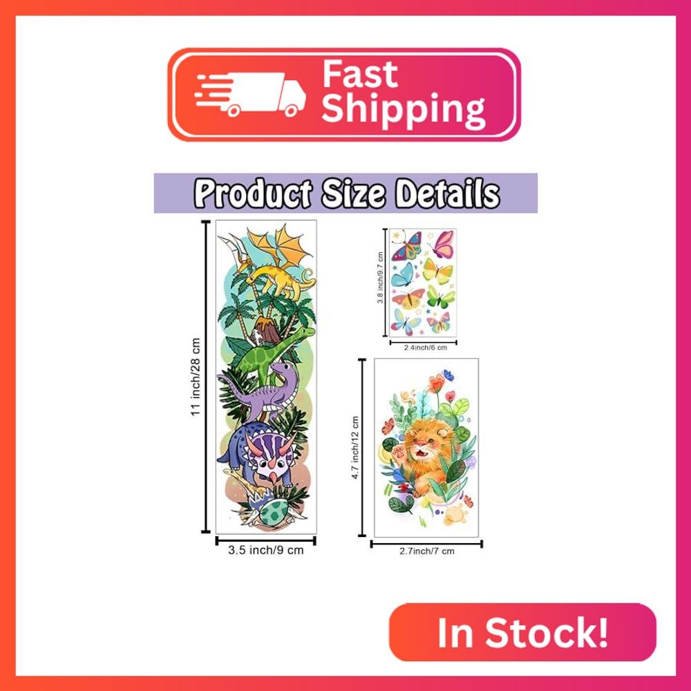 66 Sheets Full & Half Arm Temporary Tattoos Sleeves for Kids